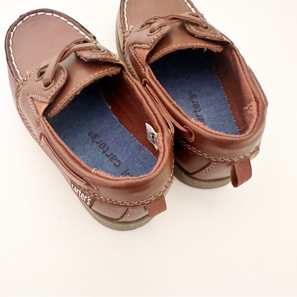 Carter's Toddler Boy Slip-On Faux Leather Baux Boat Shoes Brown 8 - Picture 6 of 9
